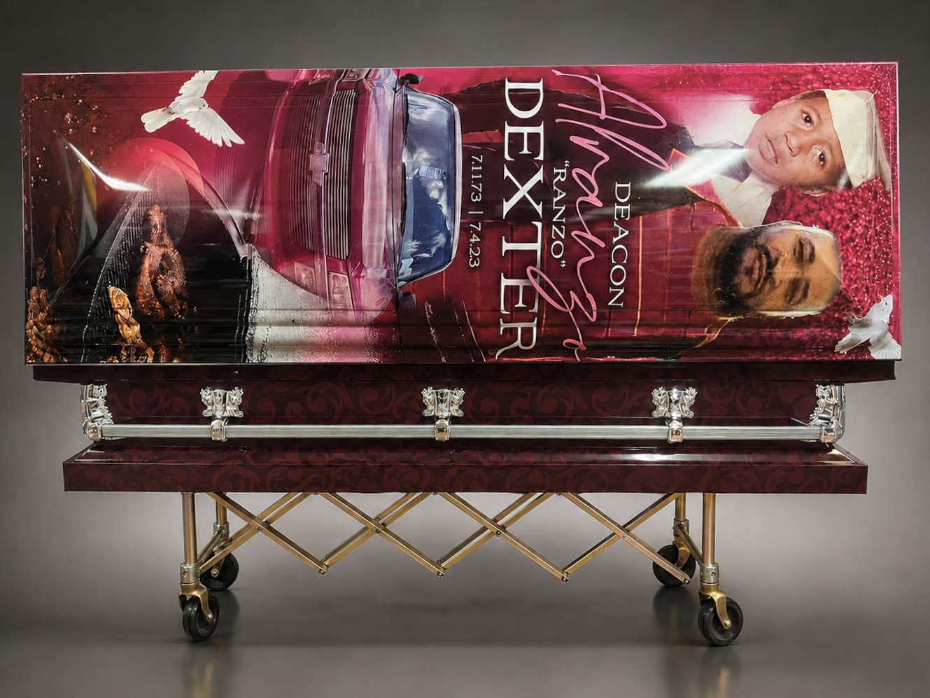 Complete custom casket wrap