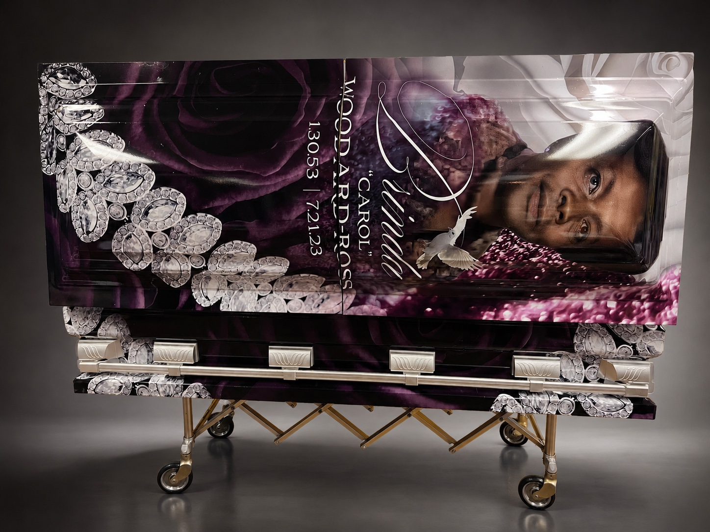 Purple portrait casket wrap
