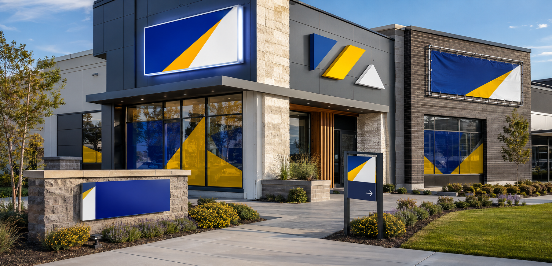 Commercial monument, storefront, wall, directional and vinyl signs